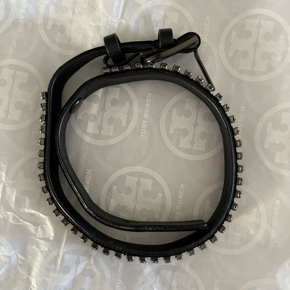 Tory Burch Crystal Embellished Double Wrap Bracelet Black OS Style 42456 NWT - Picture 9 of 17